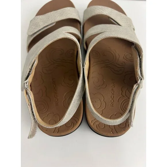 Rockport Women Ridge Asymmetrical Sandals Metallic Gold Size 8.5 - Picture 11 of 12